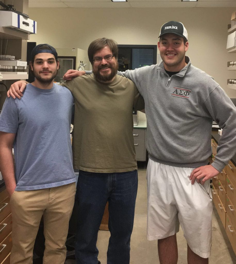 Danny, Nate, and Alec hanging out in the lab.